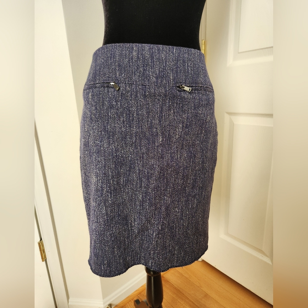 Ann Taylor Textured Blue Pencil Skirt Sz 4